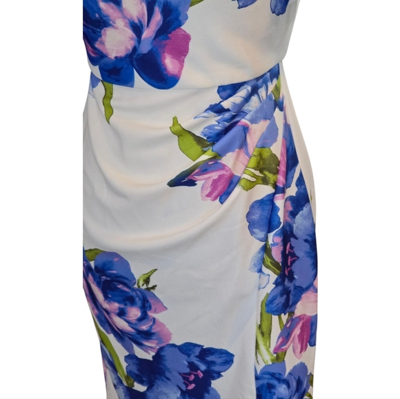Eliza J. Floral Off-Shoulder Dress in Blue Purple and White Women's Size‎ 4 New - Picture 3 of 11